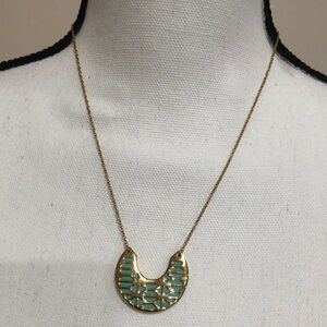 Stella & Dot Gold Turquoise and White Reversible Pendant Necklace